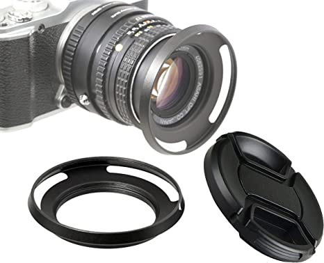 Fotasy 46mm Slim Low Profile Designed Metal Curved Metal Screw-in Lens Hood Shade for Leica Leitz Voigtlander Canon Fuji Nikon Olympus Panasonic Pentax Sony, 46 mm Hood (LP46)