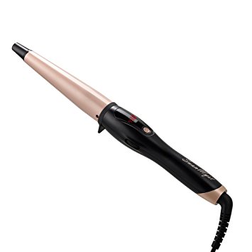 SwanMyst Curling Wand with 0.75 - 1.25 Inch Oval Tourmaline Ceramic Barrel, Ionic Hair Curling Iron with Heat Resistant Glove (265°F - 430°F, Dual Voltage)