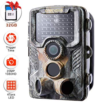 Crenova 20MP Wildlife Trail Camera with 32GB Card Included Game Camera