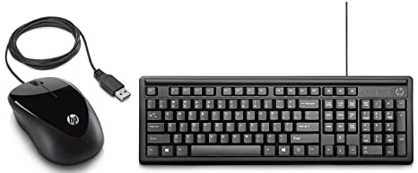 HP X1000 Wired Mouse (Black/Grey)   HP 100 Wired USB Keyboard