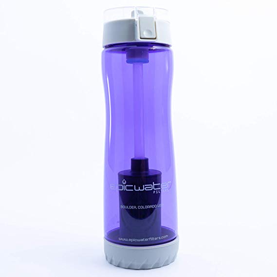 Eco-Tritan | Water Filtration Bottle | Purple | 25 oz 740 ml | 100 Percent BPA & BPS-Free | Includes 1 Urban Filter to Remove Lead, Cysts, PFA, Fluoride, Chromium 6 and More