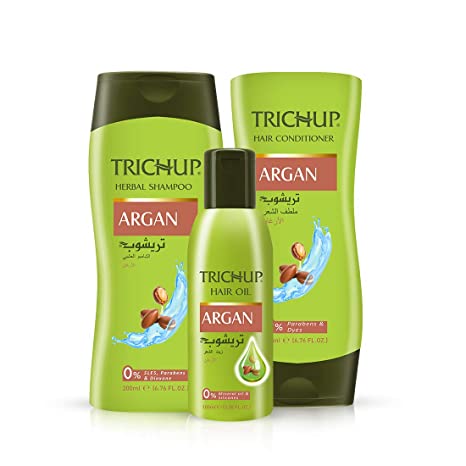 Trichup Argan Hair Care Kit For Soft, Shiny & Bouncy Hair - Oil, Shampoo & Conditioner