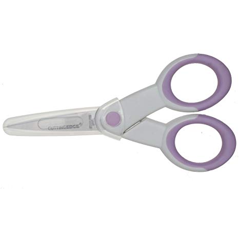 ECR4Kids Cutting Edge Ultra-Grip 5" Precision Non-Stick Stainless Steel Scissors w/Sheath - Extra Sharp Pointed Tip - For Sewing and Crafting, Pastel Purple