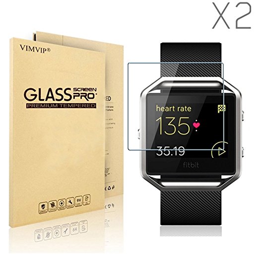 Fitbit Blaze Screen Protector(2 Pack),VIMVIP Fitbit Blaze Tempered Glass Screen Protector,0.26mm 9H Hardness