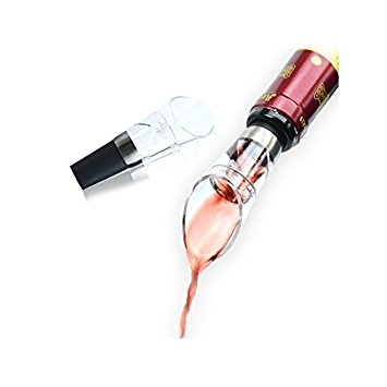 Wine Aerator Decanter Pour Spout Set by Trendy Bartender™ - Foil cutter, Drip-stop ring & Wine Aerator Decanter!