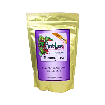 Herb Lore Organic Tummy Tea - Loose Leaf Tea - 60 Servings - Relieves Gas, Indigestion, Heartburn, Nausea and Colic