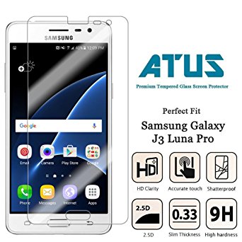 [2-Pack] Galaxy J3 Luna Pro Screen Protector, ATUS [Twin Pack] Ultra-Thin Toughened Shatterproof [Tempered Glass] Screen Protector [Life-Time Warranty] (2-Pack)