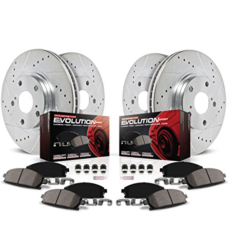 Power Stop K121 Front and Rear Z23 Evolution Brake Kit with Drilled/Slotted Rotors and Ceramic Brake Pads