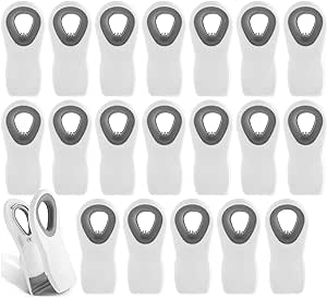 COOK WITH COLOR 20 Pc Bag Clips with Magnet- Food Clips, Chip Clips, Bag Clips for Food Storage with Air Tight Seal Grip, Snack Bags and Food Bags (White)