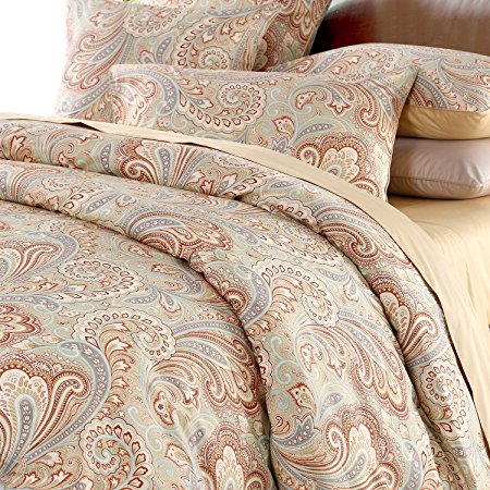 Softta Paisley Bedding Design 800 Thread Count 100% Cotton 3Pcs Duvet Cover Set ,Cal King Size,Khaki