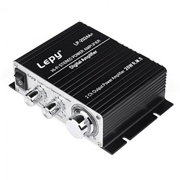 Lepy LP-2024A Hi-Fi Audio Amplifier Stereo Power Amplifier Car Amplifier with Power Supply 3A Power 20W x 2 RMS Black