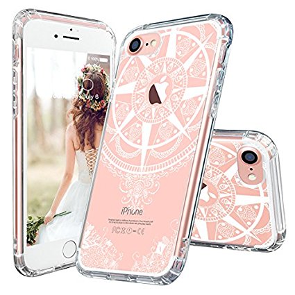 iPhone 7 Case, Clear iPhone 7 Case, MOSNOVO White Totem Henna Tribal Mandala Transparent Clear Design Sleek Plastic Hard with TPU Bumper Protective Back Phone Case Cover for Apple iPhone 7 (4.7 Inch)