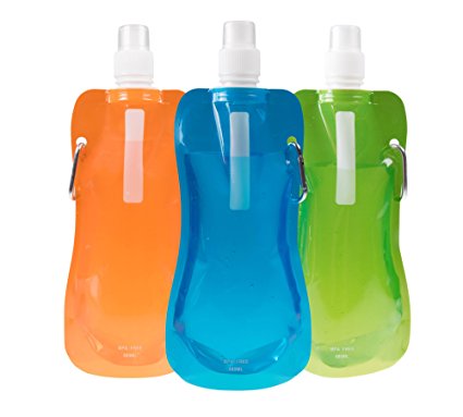 Collapsible Adventure Water Bottle - BPA Free - 3 Pack