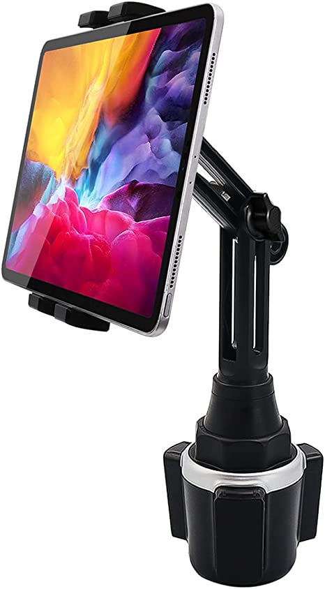 Getränkehalter Auto Tablet Halterung, woleyi PKW LKW Becherhalter Tablet Handyhalter mit Verstellbar Arm für iPad Pro 9.7, 11, 12.9 Air Mini, Samsung Tabs, iPhone, mehr 4-13" Handys und Tablets