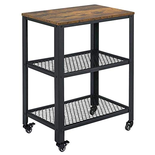 Yaheetech Serving Cart with Storage Shelf, 3-Tier Kitchen Rolling Cart, Industrial Accent Furniture for Living Room