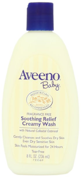 Aveeno Baby Soothing Relief Creamy Wash, Fragrance Free, 8 Ounce