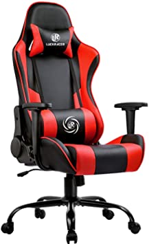 LUCKRACER Gaming Chair Office Chair Swivel Heavy Duty Chair Ergonomic Design with Cushion and Reclining Back Support(RED)