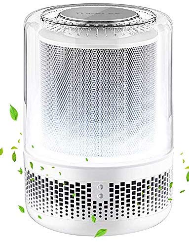 TOPELEK Air Purifier Air Cleaner, True HEPA and Active Carbon Filters, Noise Reduction, Adjustable LED Nightlight Brightness and 3-Wind Speed Setting for Allergens, Dust, Pollen, Smoke, Pet Dander