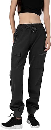 Women's Athletic Hiking Cargo Joggers Pants Outdoor Workout Lightweight Quick Dry UPF 50 Zipper Pockets