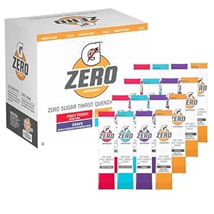 Gatorade G Zero Powder Variety Pack - 40 count - Gatorade Powder Packets - Gatorade Zero Powder Packets - Gatorade Powder Zero - Gatorade Zero Sugar - Gatorade Powder Mix Variety - Gatorade Sugar-Free Hydration with Essential Electrolytes (40 count (Pack of 1), Fruit Punch, Grape, Orange, Glacier Freeze)