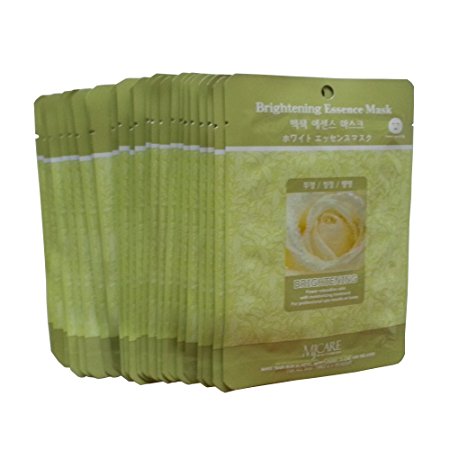MJ Brightening Essence Face Skin Mask Pack Elastic,Moisturized,Clean,Relaxed 30Pcs (Brightening)