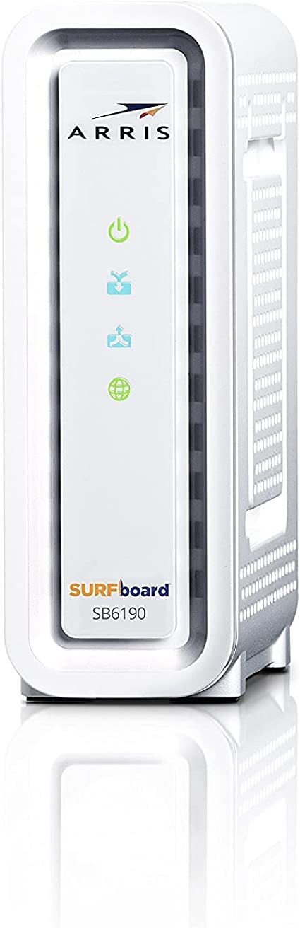 ARRIS Surfboard SB6190 32x8 DOCSIS 3.0 Cable Modem with 1.4 Gbps Download and 262 Upload Speeds, White (Non-Retail Packaging) (Renewed)