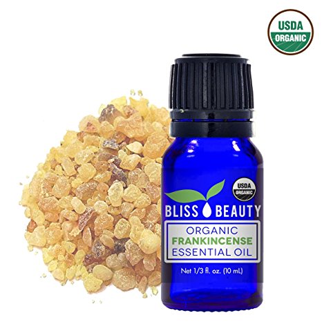 Frankincense Essential Oil, 10 ml, USDA Organic, 100% Pure & Natural Therapeutic Grade - Bliss Beauty (10 ml)