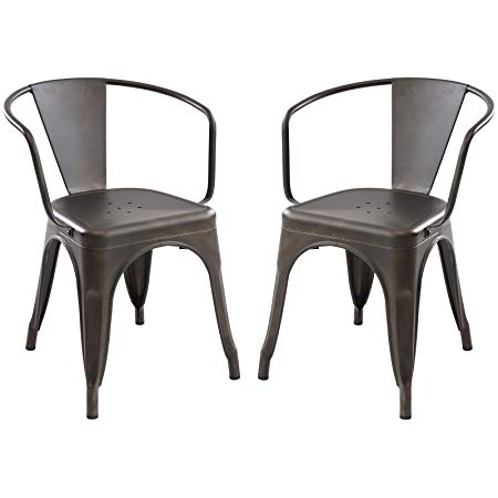 Poly and Bark Trattoria Arm Chair in Bronze (Set of 2)