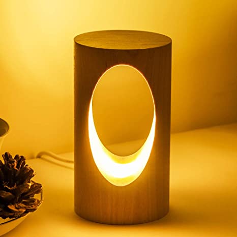 DHTS LED Desk Lamp, Handmade Wooden Bedside Night Light, Dimmable Led Lighting, Bedside Table Lamp Creative Home Decor Table lamp, Romantic Funny Birthday Gifts Perfect for Home, Bedroom