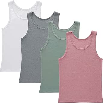 Hanes Girls Originals Tank Pack, Supersoft Tank Top For Girls, Modal Stretch Rib Tanks, 4-Pack