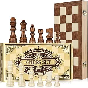 Peradix Scacchiera in Legno Giganti 38 X 38 CM, Set di Scacchi Professionale Portatile Pieghevole con Scacchi, Scacchiera da Viaggio per Adulti e Bambini con Set Scacchi Gioco Chess Board