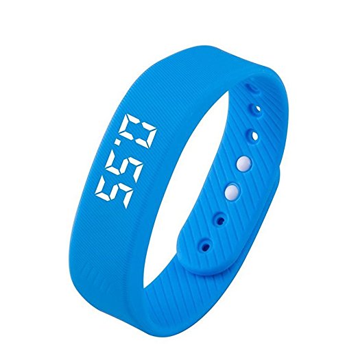 Smart Bracelet Watch Fitness Sports Activity Tracker Waterproof Pedometer Calorie Bracelet, No need to install app Not have Bluetooth, Especially Good for Children, Students, Blue