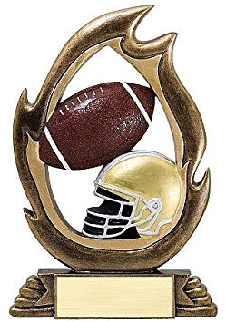 Decade Awards Football Flame Series Trophy - Gridiron Award - 7.25 Inch Tall - Engraved Plate on Request