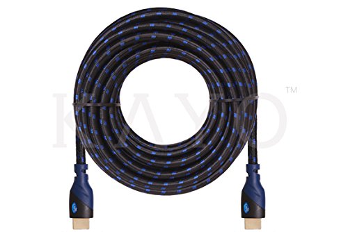 4K HDMI Cable,KAYO High Speed HDMI2.0 Cable CL3 Rated(In-Wall Installation) Supports Full 4K@60Hz,UHD,3D,2160p,Ethernet,ARC,Blu-Ray,PS3,PS4,Xbox,Free Cable Tie,Blue Black (25FT -1PK)