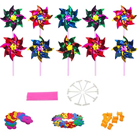 Lawn Pinwheels, Party Pinwheels Windmill Rainbow Pinwheel DIY Pinwheels Set for Kids Toy Garden Lawn Decor, 100 PCS
