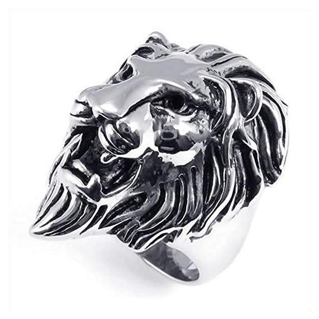 KONOV Men's Biker Vintage Stainless Steel Lion Ring