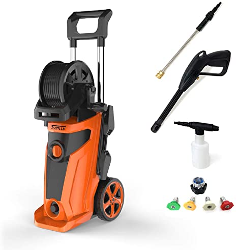 LofKos 2300 PSI Electric Pressure Washer, 1,800W 1.85GPM Power Washer with Hose Reel and Wheels, 16ft Cable, 20ft Hose for House and Car Cleaning