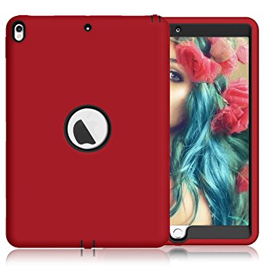 CCMAO iPad Pro 10.5 Inch Case,[Heavy Duty] Shockproof  High Impact Resistant Armour Defensive Kickstand Case For Apple iPad Pro 10.5 (red black)