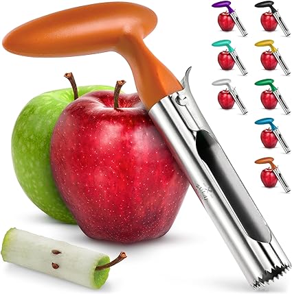 Zulay Kitchen Premium Apple Corer Tool - Ultra Sharp, Stainless Steel, Serrated Blades for Easy Coring - Easy to Use & Clean, Durable Apple Corer Remover for Baking Apples & More - Cinnamon