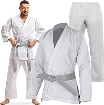 Senshi Japan Karate Suit - 100% Cotton European Cut Karate Gi With Double Weave - Karate Trousers, Jacket and White Belt - Ideal For Karate, Aikido, etc.