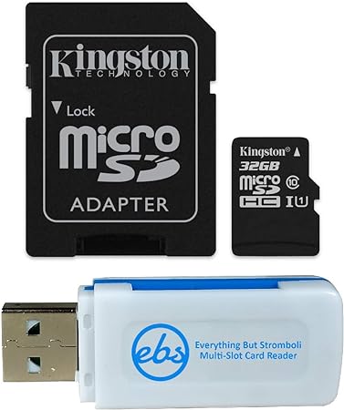 Kingston 32GB SDHC Micro Canvas Select Memory Card and Adapter Works with Samsung Galaxy A10, A20, A70 Cell Phone (SDCS/32GB) Bundle with (1) Everything But Stromboli MicroSD and SD Card Reader