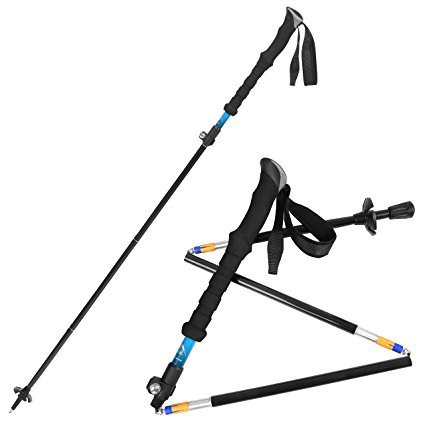 Bagail Folding Collapsible Trekking Poles, Climbing Sticks with EVA Foam Handle and Ultralight Adjustable Alpenstocks for Travel Hiking Climbing,Backpacking Walking