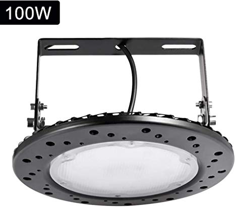 100W UFO LED High Bay Light, 8000LM Factory Industrial Lighting 6500K Cold White IP65 Warehouse LED Lights- 72chips High Bay LED Lights- Commercial Bay Lighting for Garage Factory Workshop Gym