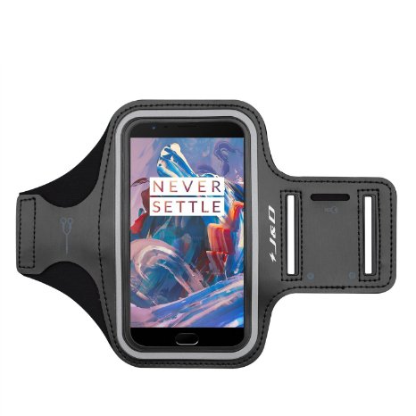 OnePlus 3 Armband, J&D Sports Armband for OnePlus 3, Key holder Slot, Perfect Earphone Connection while Workout Running - Black