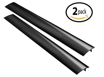 Primode Silicone Stove Kitchen Counter Gap Cover (2 Pack) Seals Gap Between Cabinets, Desks & Large Appliances to Prevent Mess High Quality, Heat-Resistant, Convenient, & Easy to Clean (Black)