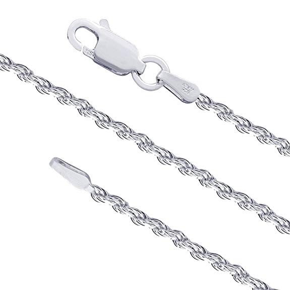 Prime Jewelry Collection Sterling Silver Diamond-Cut Rope Chain .925 Italian Necklace - 1.1mm to 5.4mm Width
