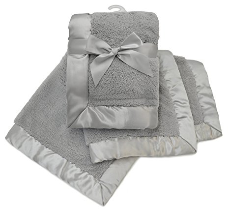 American Baby Company Sherpa Receiving Blanket, Gray