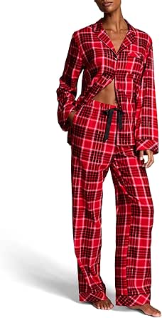 Victoria's Secret Flannel Pajama Set, Long Sleeve Button Down Shirt & Pants Set, Sleepwear for Women (XS-XXL)