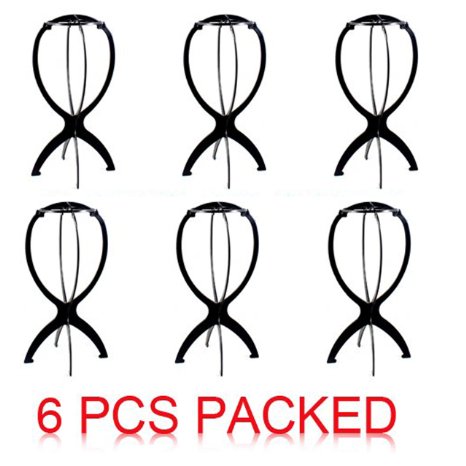SySrion Black Wig Stand, Portable Wig Stand, Wig Dryer, 6pcs