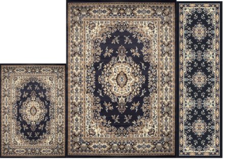 Home Dynamix   Ariana Collection   3-Piece Area Rug Set - Ultra Soft & Super Durable   7069-300    Navy Blue